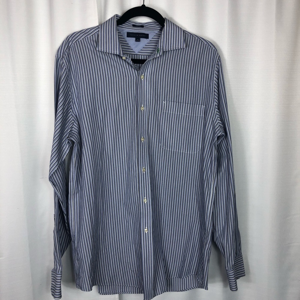 Tommy Hilfiger Button Up Blue/White Stripes M